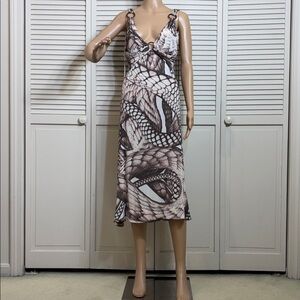 Just Cavalli Y2K Vintage Jersey Snake Print Midi Dress Size 8